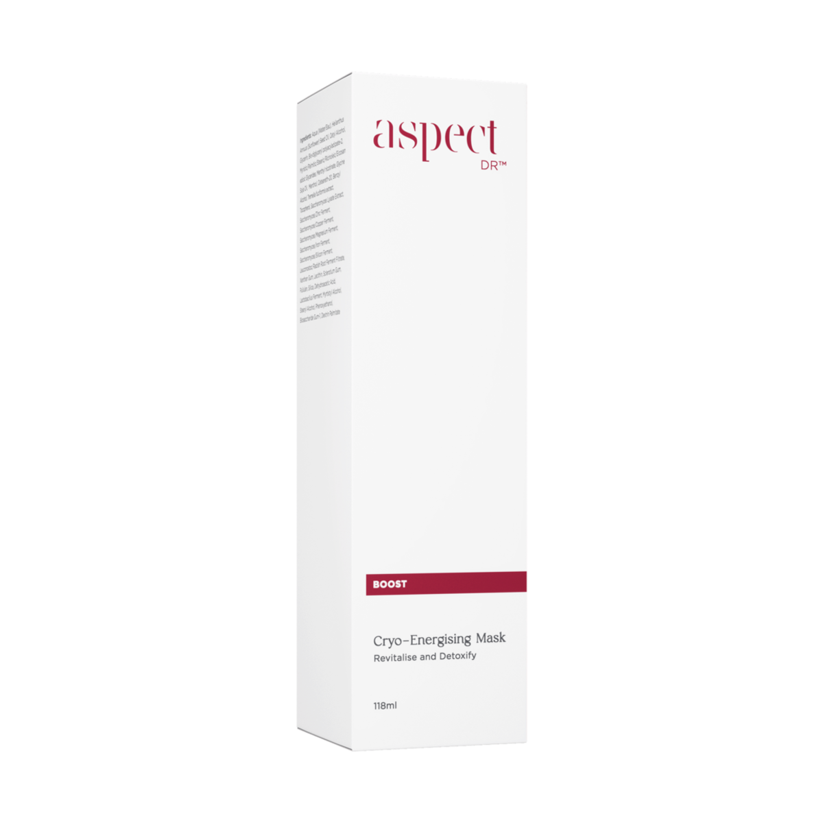 Aspect DR Cryo-Energising Mask 118ml in retail box packaging, professional cryotherapy-inspired treatment to cool, purify and boost radiance.
