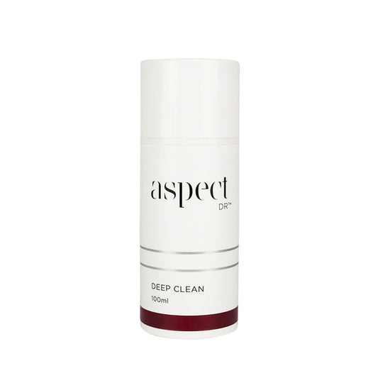 Aspect Dr Deep Clean 100ml exfoliating and purifying cleanser in sleek white packaging, formulated with AHA and Lanablue™ to refine texture and clear congested skin.