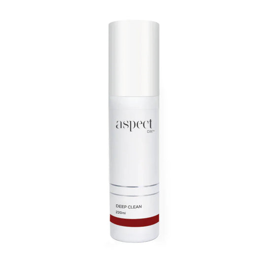 Aspect Dr Deep Clean 220ml professional-size exfoliating and purifying cleanser with AHA and Lanablue™, designed to refine texture and deeply cleanse congested skin.