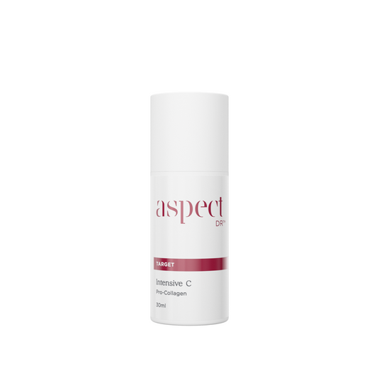 Aspect DR Intensive C Pro-Collagen 30ml serum front bottle view, advanced Vitamin C and peptide formula to brighten, firm and revitalise skin.