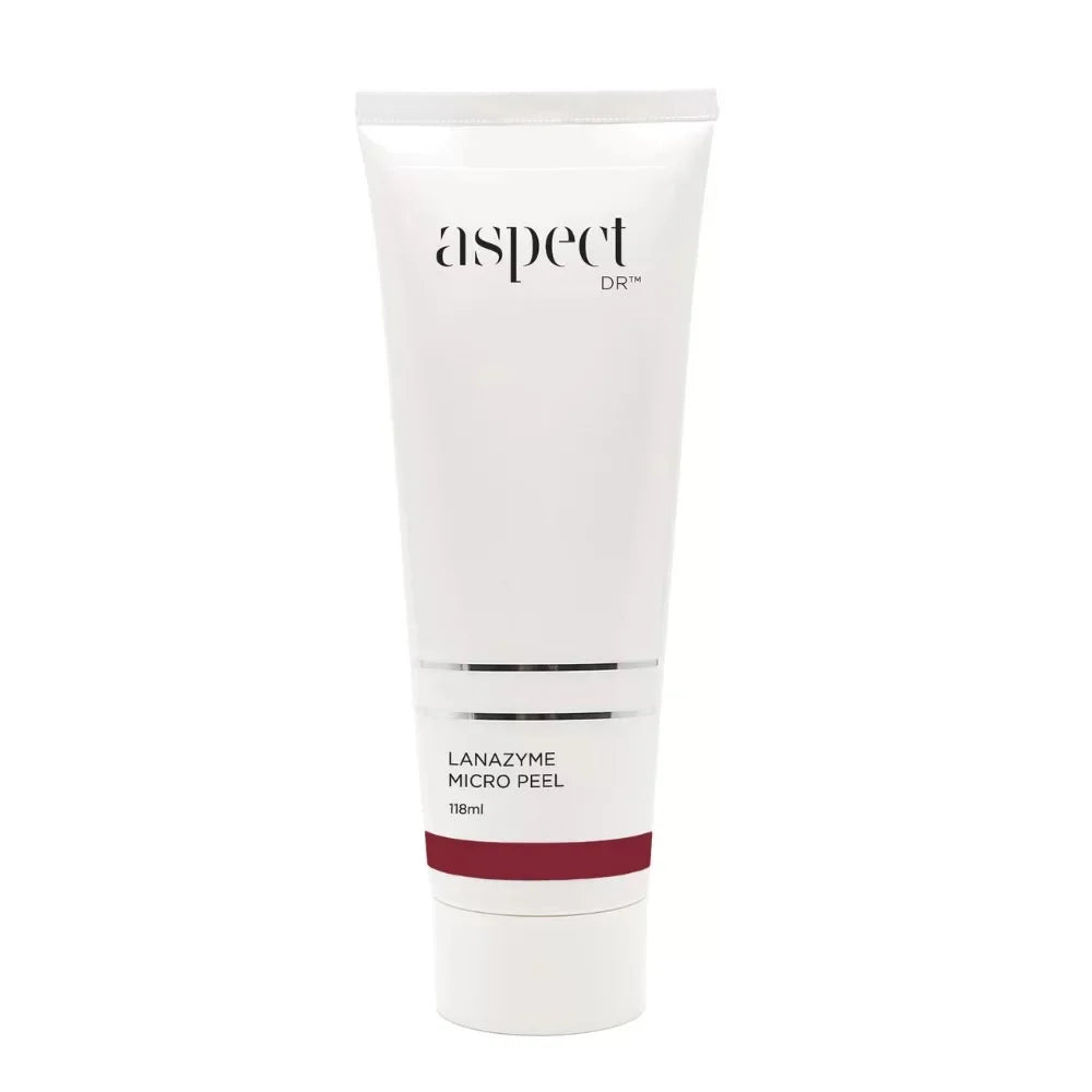 Aspect DR Lanazyme Micro Peel advanced enzyme gel exfoliator in sleek 118ml tube, formulated with fruit enzymes, Pumpkin Ferment & Lanablue™ for radiant skin.