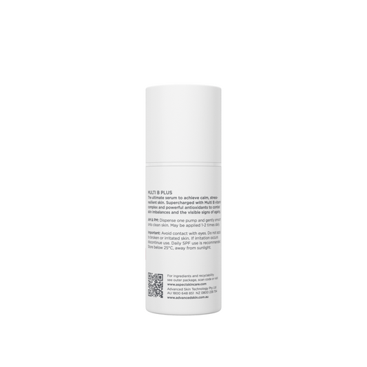 Back label of Aspect DR Multi B Plus Adaptogen Support 30ml showing usage directions, and product details.
