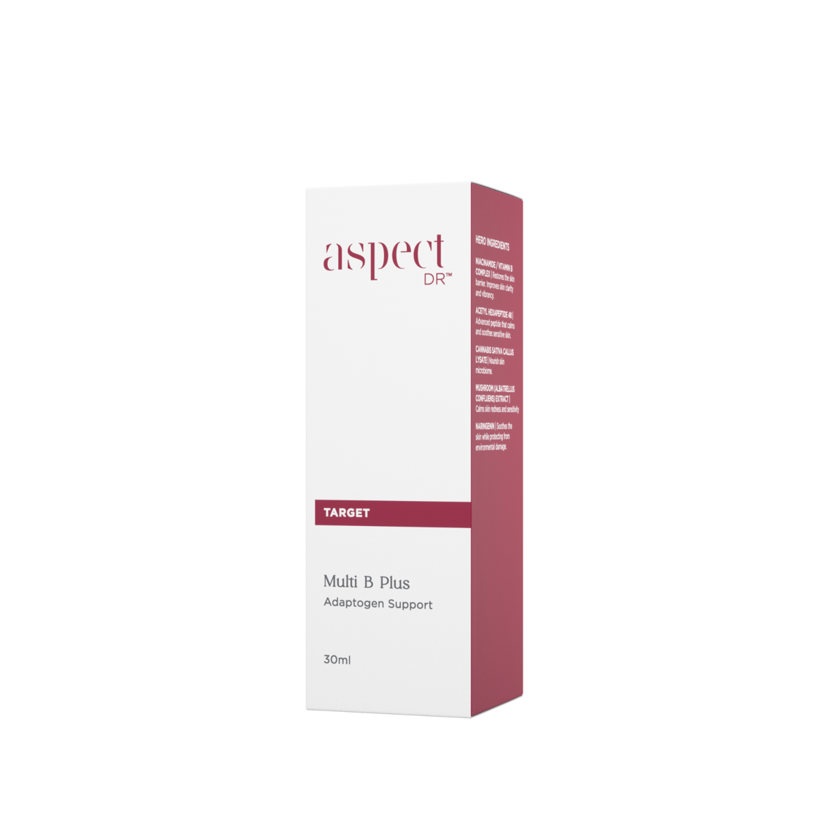 Aspect DR Multi B Plus Adaptogen Support 30ml in retail box packaging, professional clinical skincare for barrier support and skin resilience.