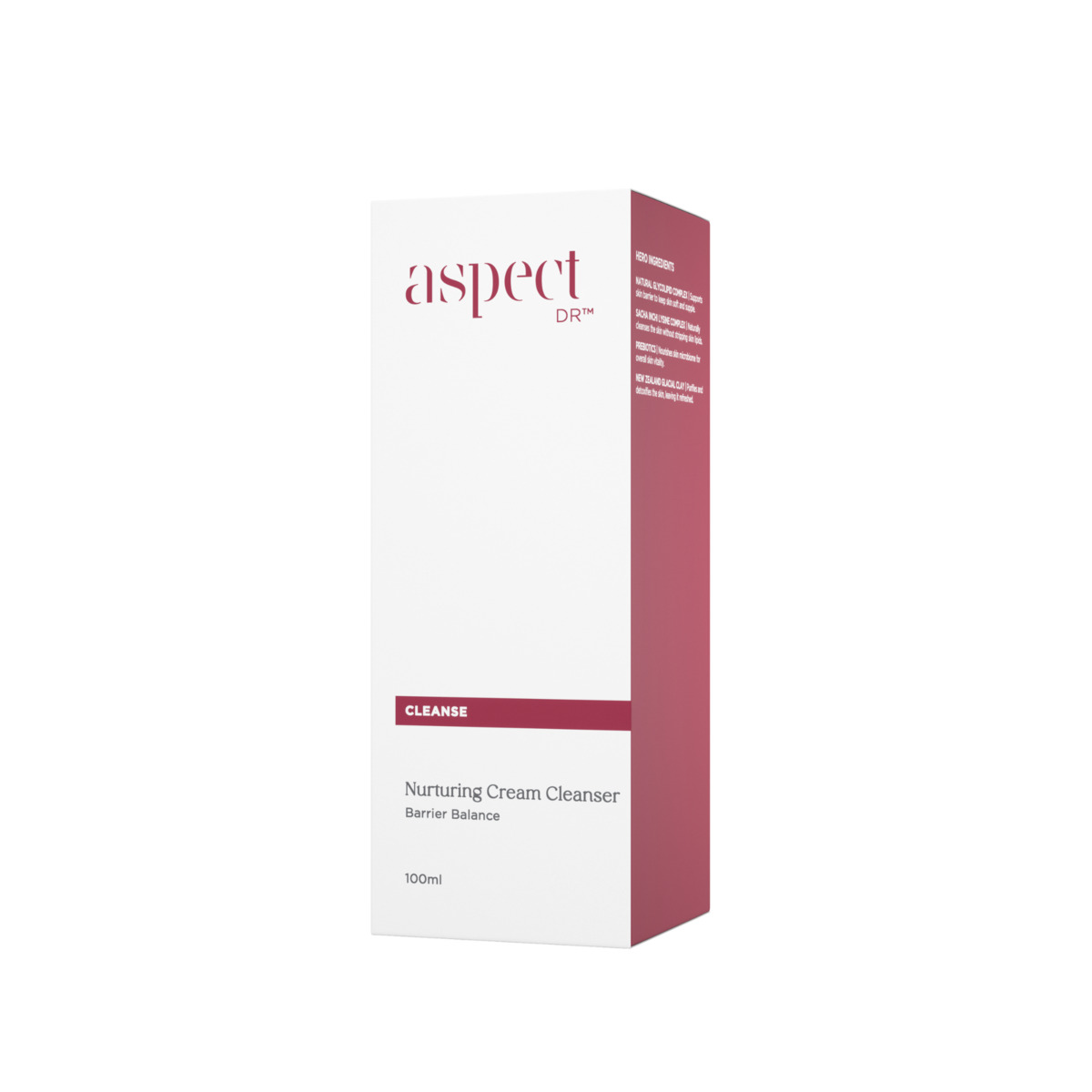 Aspect Dr Nurturing Cream Cleanser Barrier Balance 100ml presented in its retail box packaging, showcasing clean professional design for clinical skincare.