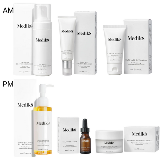Medik8 Sale. Medik8 Eczema, Dermatitis, Rosacea Starter Kit. Suitable for red, irritated skin.
