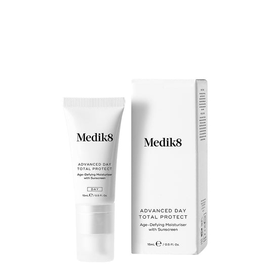 Medik8 Sale. Medik8 Advanced Day Total Protect Anti Aging Moisturiser with sunscreen. Contains multi weight Hyaluronic acid