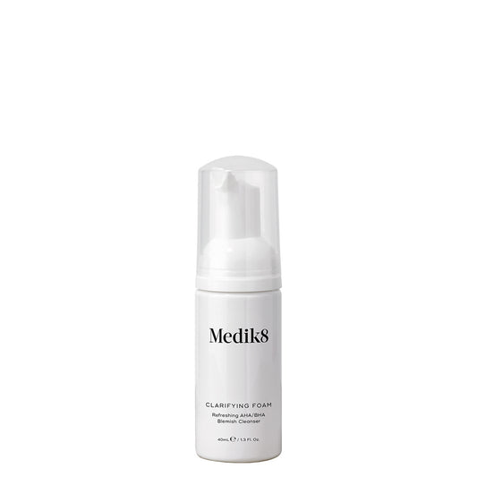 Medik8 Sale. Medik8 Clarifying Foam is suitable for acne and blemish prone skin. Medik8 Clarifying Foam contains Salicylic Acid, L-Mandelic Acid and Niacinamide. Perfect for teenage skin.