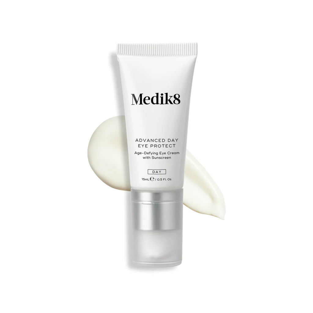Medik8 Sale. Medik8 Advanced Day Eye Protect. As well as providing sun protection, this does-it-all formula also shields skin from the ageing effects of blue light, infrared light, air pollution and glycation. Contains Sunscreen and moisturiser