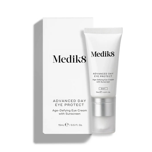 Medik8 Sale. Medik8 Advanced Day Eye Protect. As well as providing sun protection, this does-it-all formula also shields skin from the ageing effects of blue light, infrared light, air pollution and glycation. Contains Sunscreen and moisturiser