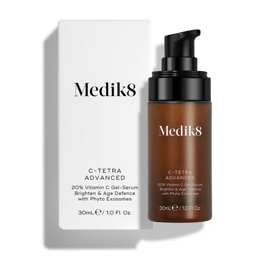 Medik8 Sale. Medik8 C-Tetra Advanced. Restore radiance and fight visible signs of ageing with C-Tetra Advanced. Contains 20% stabilised Vitamin C, Hyaluronic Acid and revitalising Phyto Exosomes