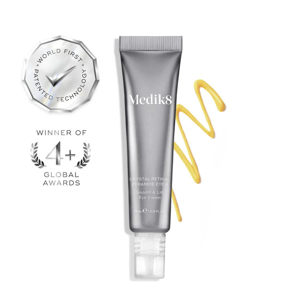 Medik8 Sale. Medik8 Crystal Retinal 6. This multi-action anti-ageing eye serum helps to lift and shape the look of eye contours for an immediate results. Contains slow release Retinal, Ceramides and Hyaluronic Acid