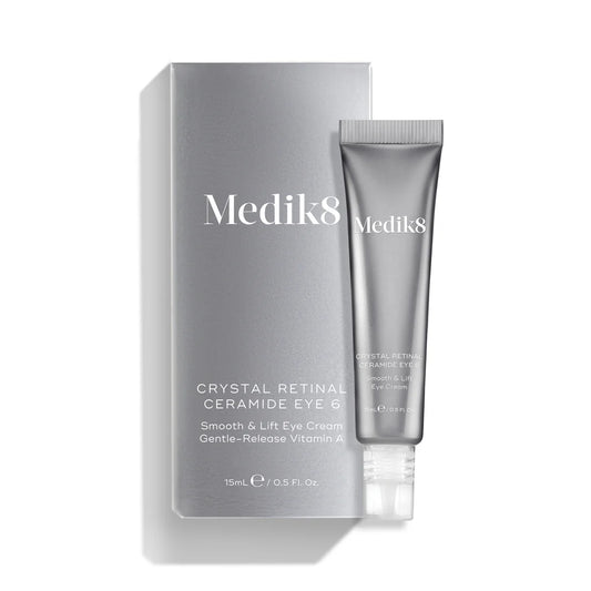 Medik8 Sale. Medik8 Crystal Retinal 10. This multi-action anti-ageing eye serum helps to lift and shape the look of eye contours for an immediate results. Contains slow release Retinal, Ceramides and Hyaluronic Acid