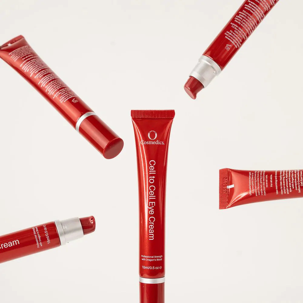 O Cosmedics Sale. O Cosmedics Cell To Cell Eye Cream is suitable for all skin types. O Cosmedics Cell To Cell Eye Cream contains Dragons Blood, Revonage and Peptide Complex. O Cosmedics Cell To Cell Eye Cream acts as a no needles hyaluronic acid skin filler by increasing hydration and smoothing out fine lines.