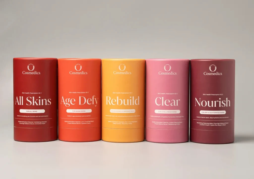 O Cosmedics sale. O Cosmedics All Skins Prescription Kit, O Cosmedics Age Defy Prescription Kit, O Cosmedics Rebuild Prescription Kit, O Cosmedics Clear Prescription Kit, O Cosmedics Nourish Prescription Kit