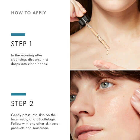 SkinCeuticals C E Ferulic Vitamin C Serum is a high potency serum with a combination of powerful antioxidants to protect skin against atmospheric ageing.
15% pure vitamin C (L-ascorbic acid), 1% vitamin E (alpha tocopherol), and 0.5% ferulic acid work in combination to protect against environmental damage and premature signs of ageing caused by free radical damage from UV rays, infrared radiation (IRA), and ozone pollution (O3).