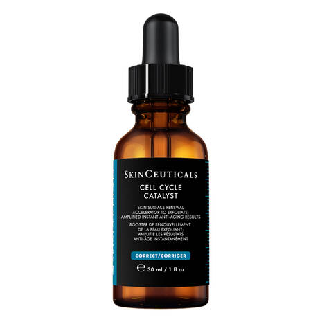 SkinCeuticals Cell Cycle Catalyst Anti-Ageing Serum is a potent layer-able, anti-ageing serum to accelerate skin renewal cycles and amplify anti-ageing results.
Powered in part by a 7.7% multi-acid complex (alpha hydroxy and beta hydroxy acids) and 1% Taurine, Cell Cycle Catalyst is clinically tested to gently peel and enhance cellular turnover at the skin’s surface to smooth texture, improve the appearance of discolouration and the look of visible lines.