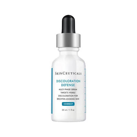 SkinCeuticals Discolouration Defense Dark Spot Serum is a layer-able, daily-use dark spot corrector clinically proven to reduce the appearance of key types of skin discolouration in all skin tones, including hard-to-treat forms such as hyperpigmentation.
Formulated with 3% tranexamic acid, 1% kojic acid, 5% niacinamide, and 5% HEPES, this formula serum for dark spots improves the appearance of skin discolouration, brightens skin, and evens skin tone in as early as 2 weeks.
