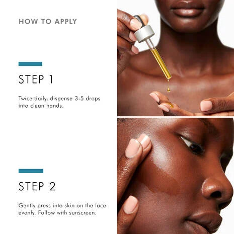 SkinCeuticals Discolouration Defense Dark Spot Serum is a layer-able, daily-use dark spot corrector clinically proven to reduce the appearance of key types of skin discolouration in all skin tones, including hard-to-treat forms such as hyperpigmentation.
Formulated with 3% tranexamic acid, 1% kojic acid, 5% niacinamide, and 5% HEPES, this formula serum for dark spots improves the appearance of skin discolouration, brightens skin, and evens skin tone in as early as 2 weeks.