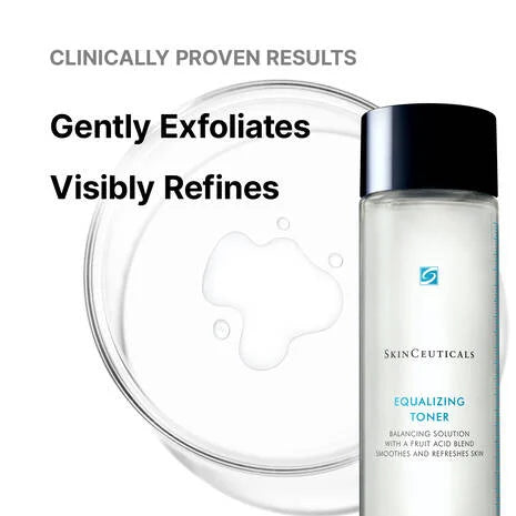 SkinCeuticals Equalizing AHA Toner is a targeted exfoliating toner that helps refresh and restore skin's appearance, while removing excess residue.
This pH balancing toner combines hydroxy acids to gently exfoliate dead skin cells, with botanical extracts of witch hazel, rosemary, aloe, and chamomile to soften, soothe, and tone skin.
