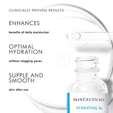 SkinCeuticals Hydrating B5 Serum replenishes the nutrients required for skin to feel smooth and appear younger. An oil-free, hydrating serum that replenishes moisture and restores radiance for a smoother complexion, this revitalising serum also harnesses the power of hyaluronic acid – the body’s natural hydrator – to assist in binding moisture to the skin. This results in a hyaluronic acid serum that, along with vitamin B5, provides powerful antioxidant protection.