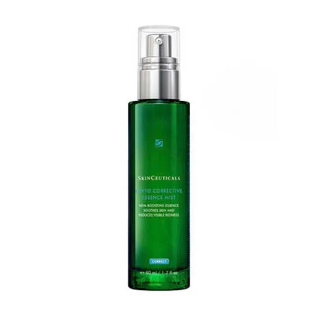 SkinCeuticals Phyto Corrective Essence Hydrating Mist hydrates and helps reduce visible redness while also supporting the skin's moisture barrier, in a touch-less facial mist spray. A phytobotanical blend of boldus leaf, cucumber, thyme, olive leaf, and rosemary extracts support skin health, while a 6.2% blend of hyaluronic acid and glycerin helps absorb and retain water in the skin.