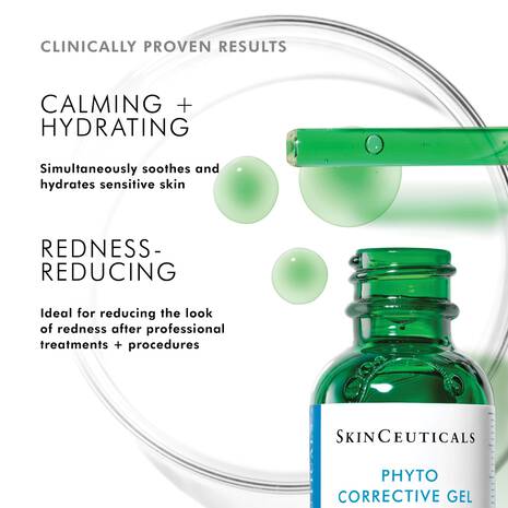 SkinCeuticals Phyto Corrective Gel Serum is a gentle calming serum formulated with hydrating hyaluronic acid and a botanical blend of cucumber, thyme, olive leaf, and other comforting ingredients, making it an ideal hydrating serum for sensitised skin. This soothing serum helps even out skin tone and promote a clear, fresh-looking complexion, without feeling too heavy on the skin.