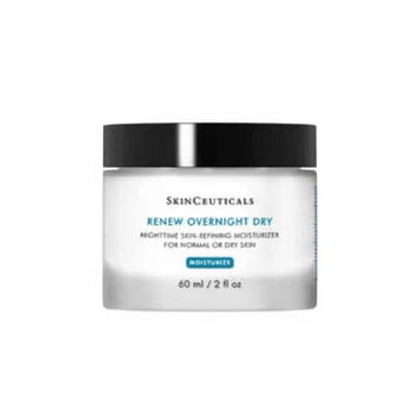 SkinCeuticals Renew Overnight Dry Hydrating Moisturiser is an overnight facial moisturiser specially formulated to work overnight, so make it a part of your night time skin routine.
Ideal for normal skin or dry skin, this night time skin-refining moisturiser contains a fruit acid blend to gently exfoliate skin. Formulated with extracts of aloe, chamomile, evening primrose oil, and comfrey, Renew Overnight Dry helps restore a more radiant complexion and diminish the appearance of fine lines, and wrinkles.