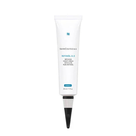 SkinCeuticals Retinol 0.3 Anti-Ageing Night Cream is recommended for first-time retinol users. This retinol night cream features 0.3% pure retinol, delivered in a stable format using our latest technology. Formulated with soothing bisabolol to minimise irritation and specially packaged to preserve potency, this retinol face cream helps improve the appearance of fine lines, wrinkles, discolouration, blemishes, and pores.