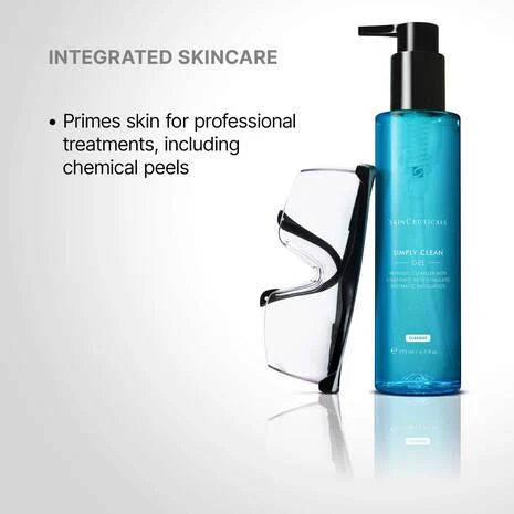 SkinCeuticals Simply Clean Gel Cleanser is a powerful makeup-removing cleanser formulated with an amino acid surfactant system and a 6% concentration combining sulfonic acid (HEPES), glycerin, chamomile and aloe extracts, orange oil, and citric acid to gently exfoliate uneven or rough skin.