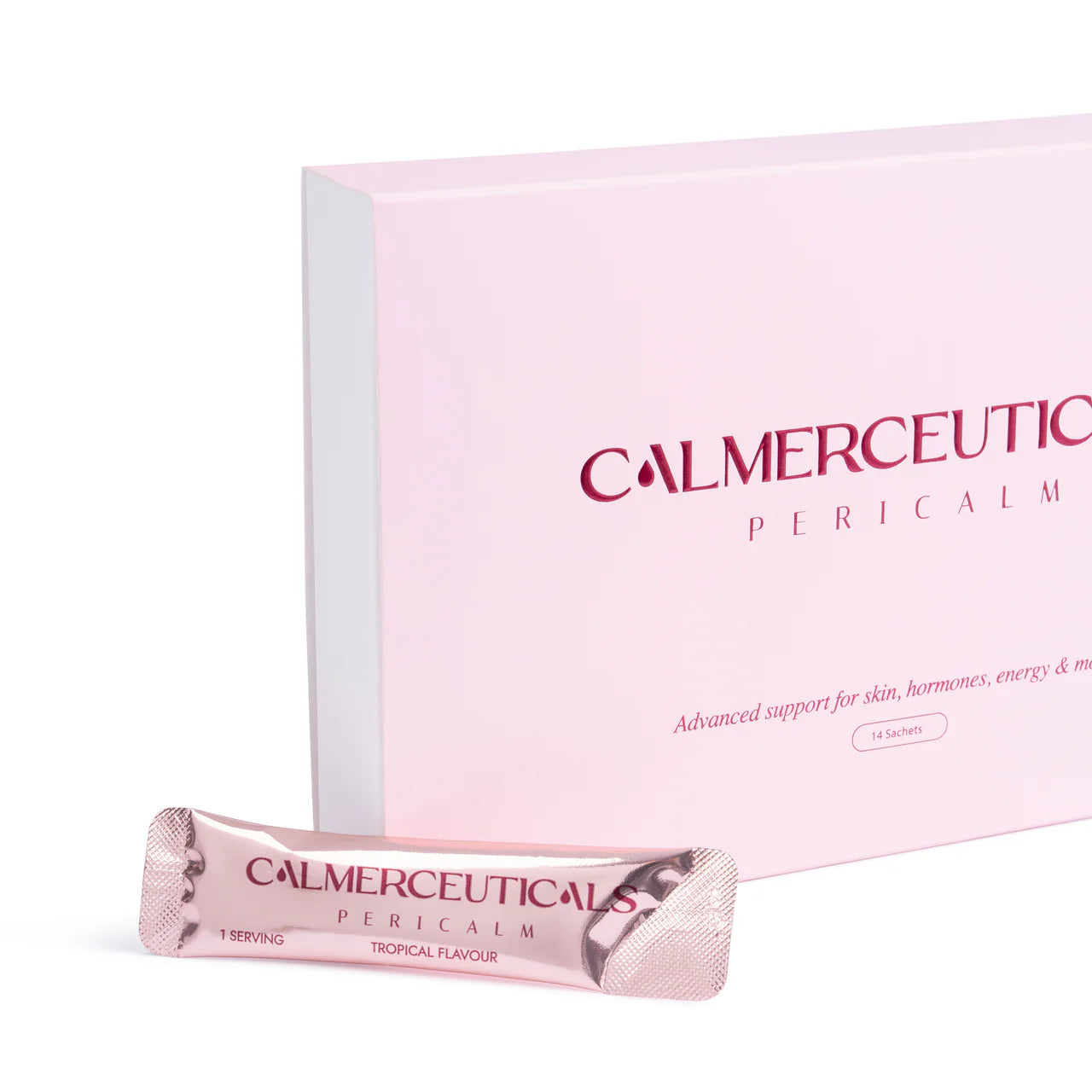 Calmerceuticals PeriCalm Peri Menopause premium liquid collagen peptides. Contains VERISOL® Marine Collagen