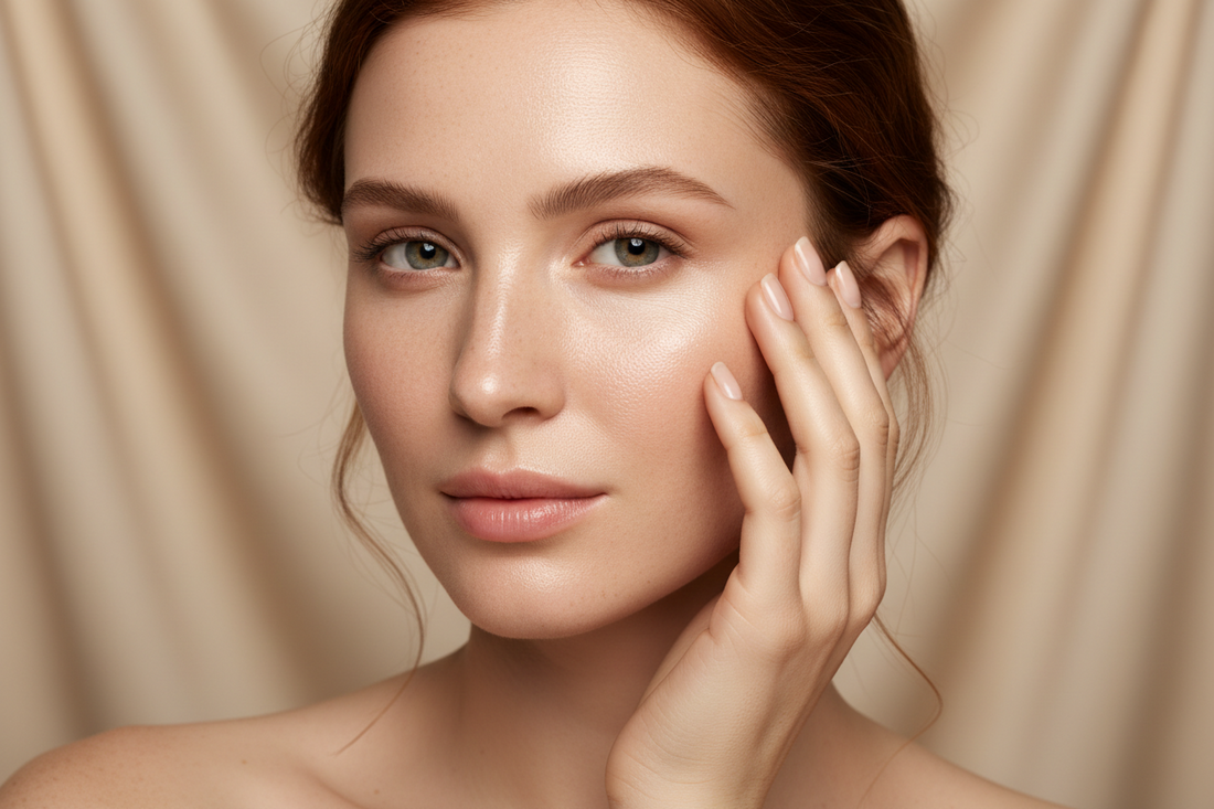 Woman with healthy, hydrated and glowing skin, representing a strong and healthy skin barrier and balanced, resilient skin
