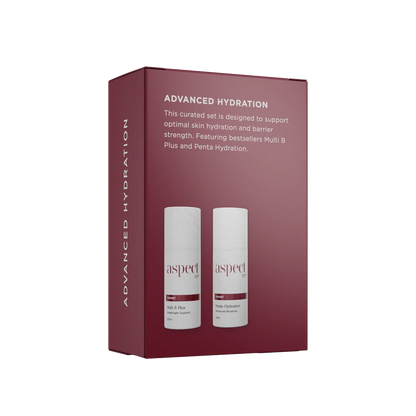 Aspect DR Advanced Hydration Duo combining Vitamin B adaptogens and advanced five-way hydration technology to improve skin resilience, moisture retention and suppleness.