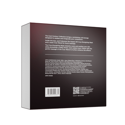 Back view of the Aspect DR Cool Contour Limited Edition Kit packaging showing product details for the Cryo-Energising Mask and Cryo Wand.