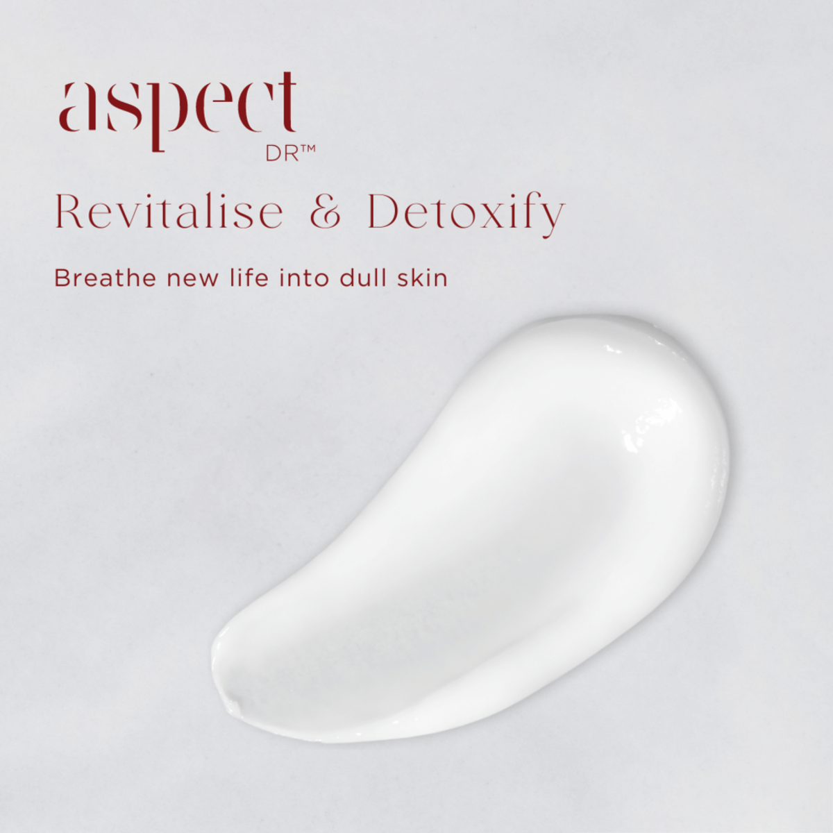 Aspect DR Cryo-Energising Mask gel texture smear showing cooling, lightweight formula that hydrates, energises and refreshes the skin.