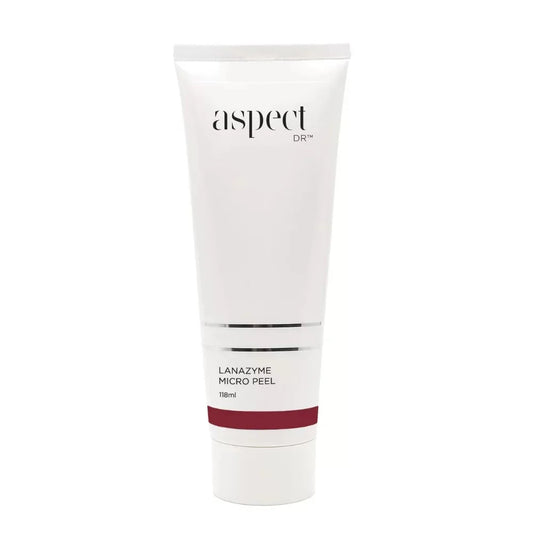 Aspect DR Lanazyme Micro Peel advanced enzyme gel exfoliator in sleek 118ml tube, formulated with fruit enzymes, Pumpkin Ferment & Lanablue™ for radiant skin.