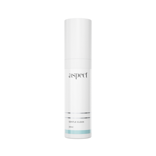 Aspect Gentle Clean 220ml mild foaming gel cleanser with lactic acid, glycerin and botanicals for soothing, hydrating and gently exfoliating all skin types.