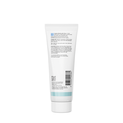 Back view of Aspect Hydra Shield showing ingredients and directions for the antioxidant-rich protective moisturiser designed to hydrate and defend skin.