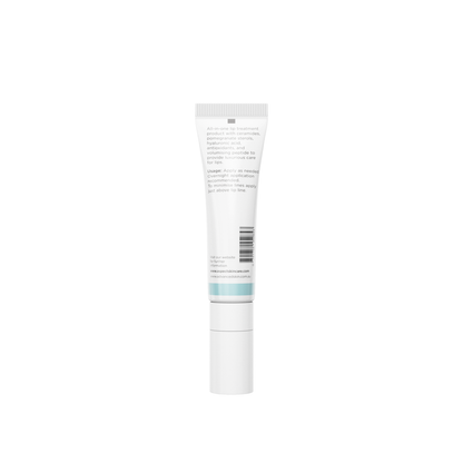 Back view of Aspect Lip Perfecting Mask showing ingredients and directions for the intensive hydrating and plumping lip treatment.