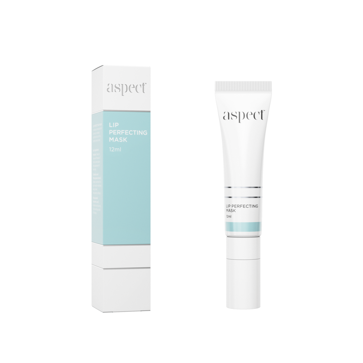 Aspect Lip Perfecting Mask placed beside its box, highlighting the lip-plumping, moisture-locking treatment for dry or chapped lips.