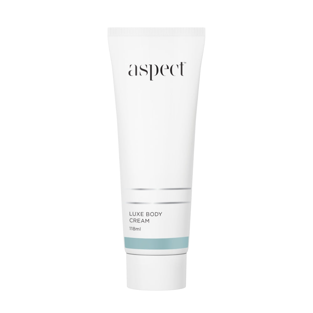 Aspect Luxe Body Cream rich hydrating body moisturiser with shea butter, vitamins A, C and E to nourish, soften and restore dry skin.