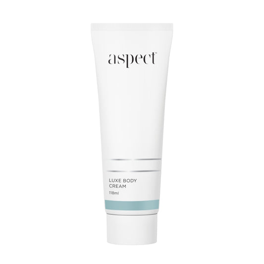 Aspect Luxe Body Cream rich hydrating body moisturiser with shea butter, vitamins A, C and E to nourish, soften and restore dry skin.