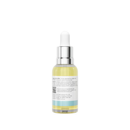 Back view of Aspect Marine Youth Renewal Oil showing ingredients and directions for the hydrating, firming marine algae facial oil.