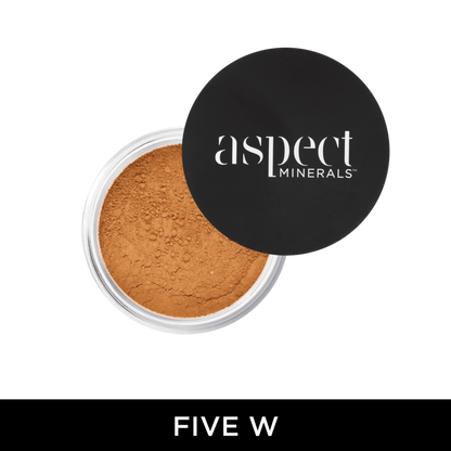 Aspect Minerals Powder Five W Warm mineral powder foundation with SPF 25 for buildable coverage, hydration and a radiant satin finish.