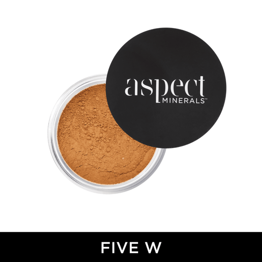 Aspect Minerals Powder Five W Warm mineral powder foundation with SPF 25 for buildable coverage, hydration and a radiant satin finish.