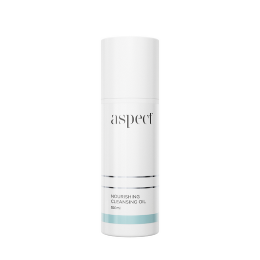 Aspect Nourishing Cleansing Oil 150ml, luxurious oil-to-milk cleanser designed to dissolve makeup and sunscreen while hydrating and supporting the skin barrier.