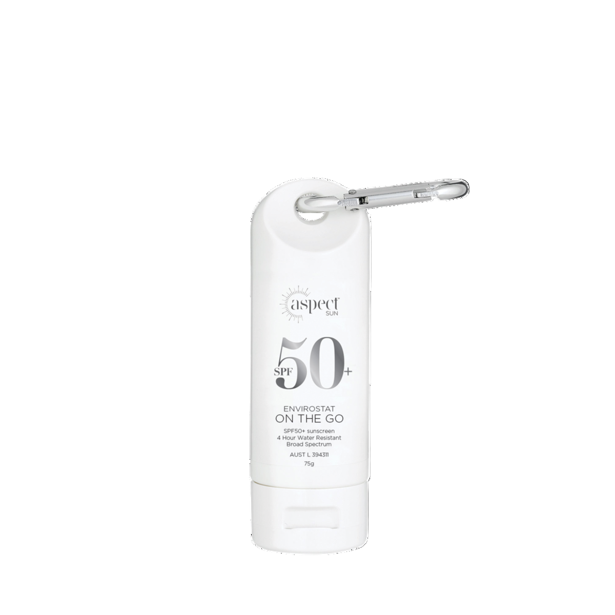 Aspect Sun Envirostat ‘On The Go’ SPF50+ 75ml tube, lightweight dry-touch sunscreen gel providing broad-spectrum UVA/UVB protection.