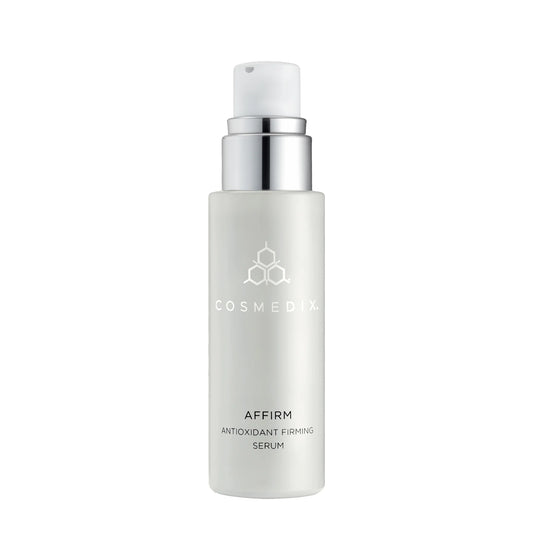 Cosmedix Affirm Antioxidant Firming Serum for fine lines, uneven skin tone and loss of firmness.