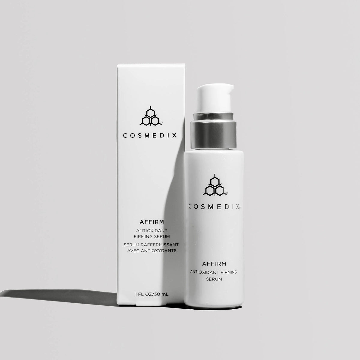 Cosmedix Affirm Antioxidant Firming Serum with peptides and antioxidants for visibly firmer, smoother and more radiant skin.