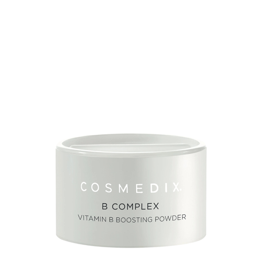 Cosmedix B Complex Vitamin B Boosting Powder for barrier support, uneven texture and dull skin with 10% niacinamide.