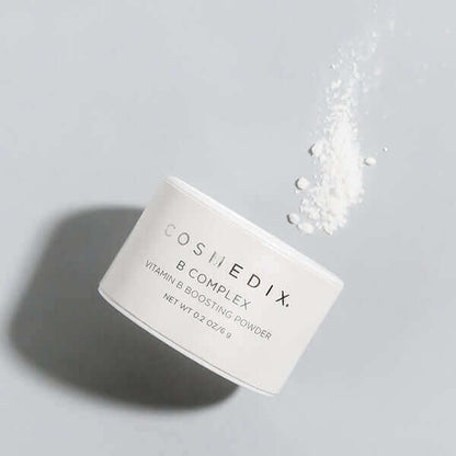 Cosmedix B Complex Vitamin B Boosting Powder with niacinamide and biotin to clarify, balance and brighten the complexion.